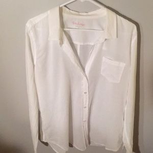 White cotton long sleeve top